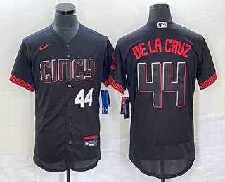 Mens Cincinnati Reds #44 Elly De La Cruz Number Black 2023 City Connect Flex Base Stitched Baseball Jersey->cincinnati reds->MLB Jersey